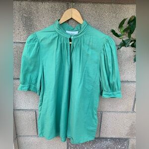 ba&sh Short-Sleeve Green keyhole lady Blouse (size 2 in brand is medium)